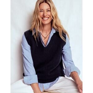 Boden Marion Merino V-Neck Vest Navy Size S NWT